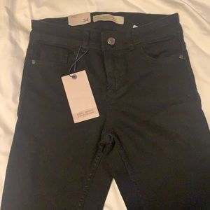 Zara women mid rise skinny jeans black 34